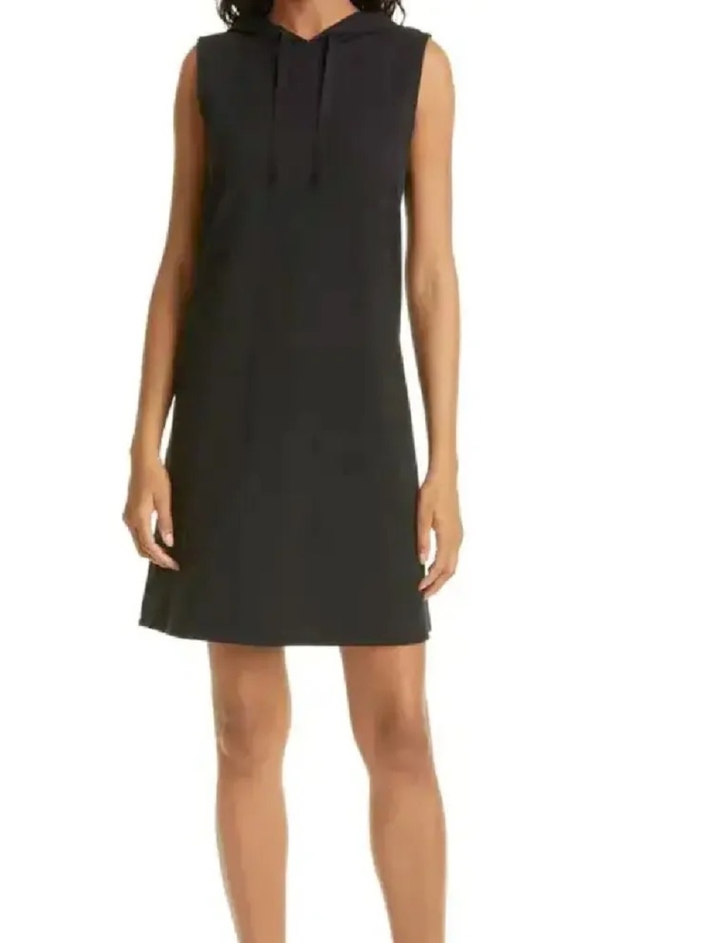 Eileen Fisher | Sleeveless Black Hoodie Shift Dress